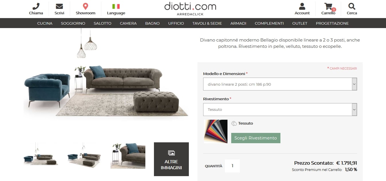 diotti. com scheda prodotto per personalizzazione