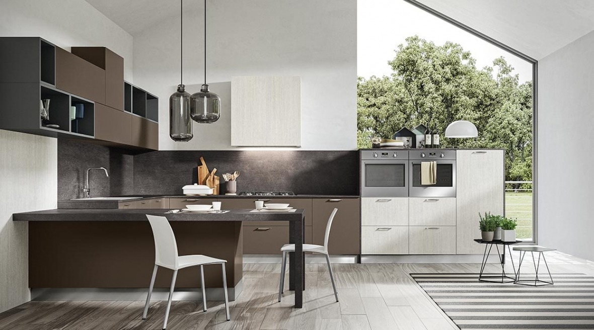 Cucine moderne nere e legno